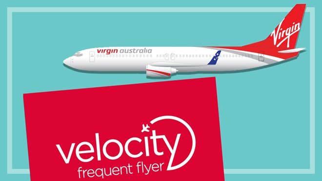 virgin australia plane and velocity frequent flyer logo
